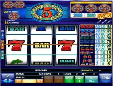 main game board featuring 3 reels and 3 paylines