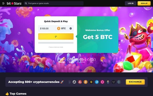 BitStarz home screen