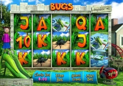 Main game board featuring five reels, twenty paylines and a double up feature.