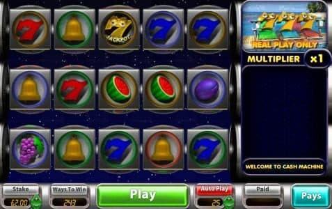 main game board featuring five reels and 243 ways to win