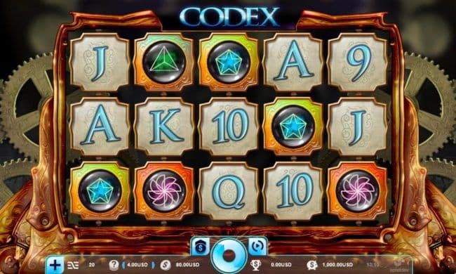 Main game board featuring five reels and 20 paylines with a $21,240 max payout.