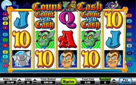 Main game board featuring five reels and twenty paylines