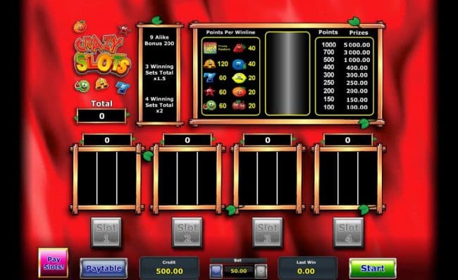 Main game board featuring three reels and 5 paylines with a $5,000 max payout