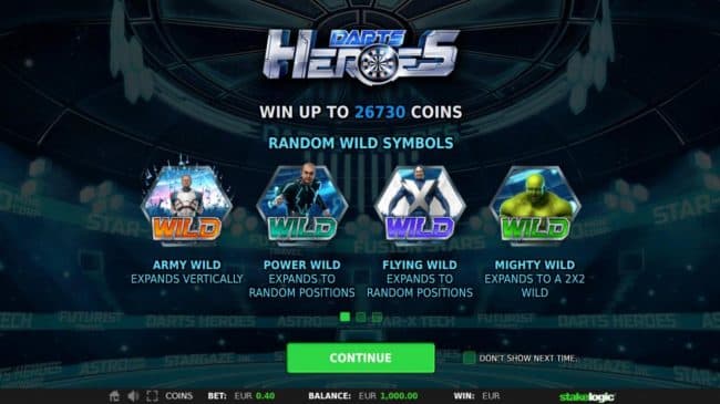Win up to 26730 coins! Random Wild Symbol include: Army Wild, Power Wild, Flying Wild and Mighty Wild.
