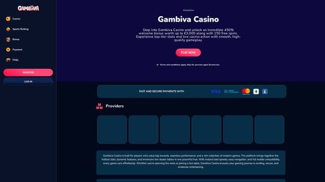 Gambiva home screen