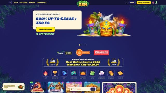 Gamblezen home screen