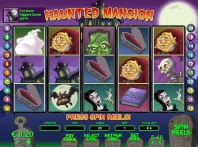 Main game board featuring five reels and 20 paylines with a $400,000 max payout