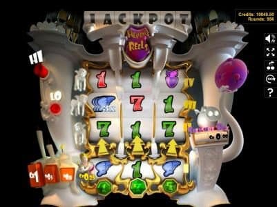 Main game board featuring three reels and 4 paylines with a $6,000 max payout
