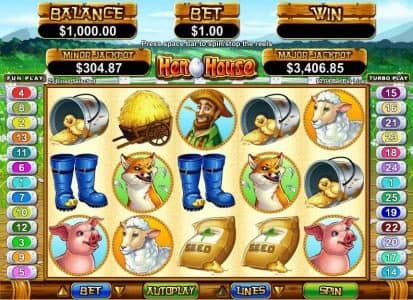 main agme board featuring five reels and 25 paylines
