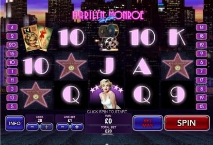 main game board featuring 5 reels and 20 paylines