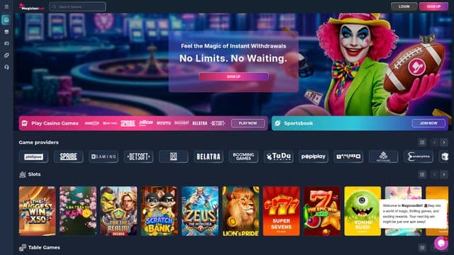 Magicianbet home screen
