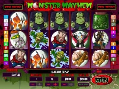 Main game board featuring five reels and 25 paylines with a Jackpot max payout