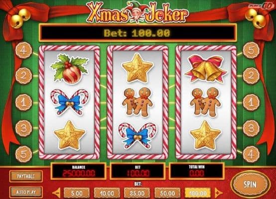 Main game board featuring three reels and 5 paylines with a $2,000 max payout